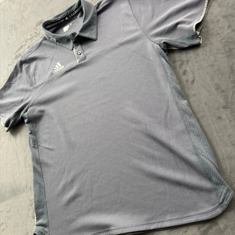 Adidas Climacool Polo Shirt Mens XL Gray Cream Short Sleeve Golf Athletic Top